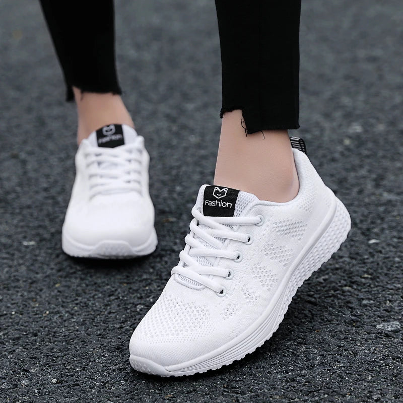 Mulheres sapatos esportivos moda plataforma tênis senhoras primavera verão apartamentos tênis de corrida para mulher sapatos casuais malha jogging tênis