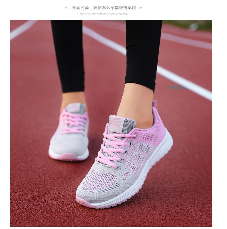 Mulheres sapatos esportivos moda plataforma tênis senhoras primavera verão apartamentos tênis de corrida para mulher sapatos casuais malha jogging tênis