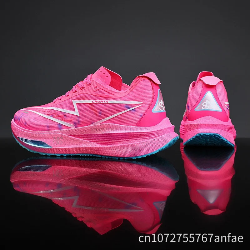 Tênis de Corrida com Placa de Carbono para Maratona, Especializado em Esportes, Respirável, Leve, Confortável para Mulheres, Sneakers Chunta