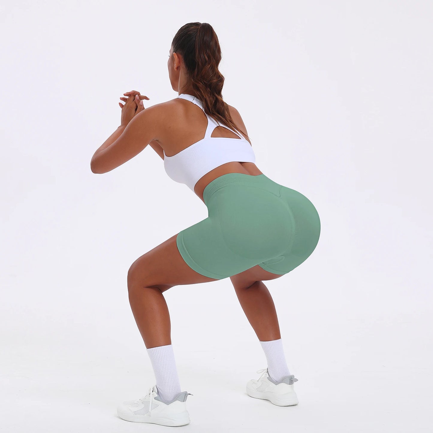 Shorts de Academia Feminino Verão Sem Costura Sexy para Fitness e Esportes, Cintura Baixa para Academia