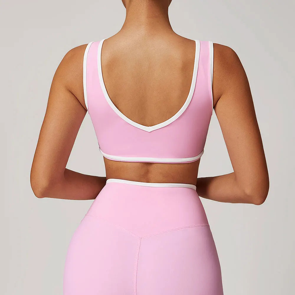 Roupa interior esportiva feminina superior push up fitness yoga sutiã cor bloqueio sutiã de treino ginásio esporte topos para mulher respirável correndo colete