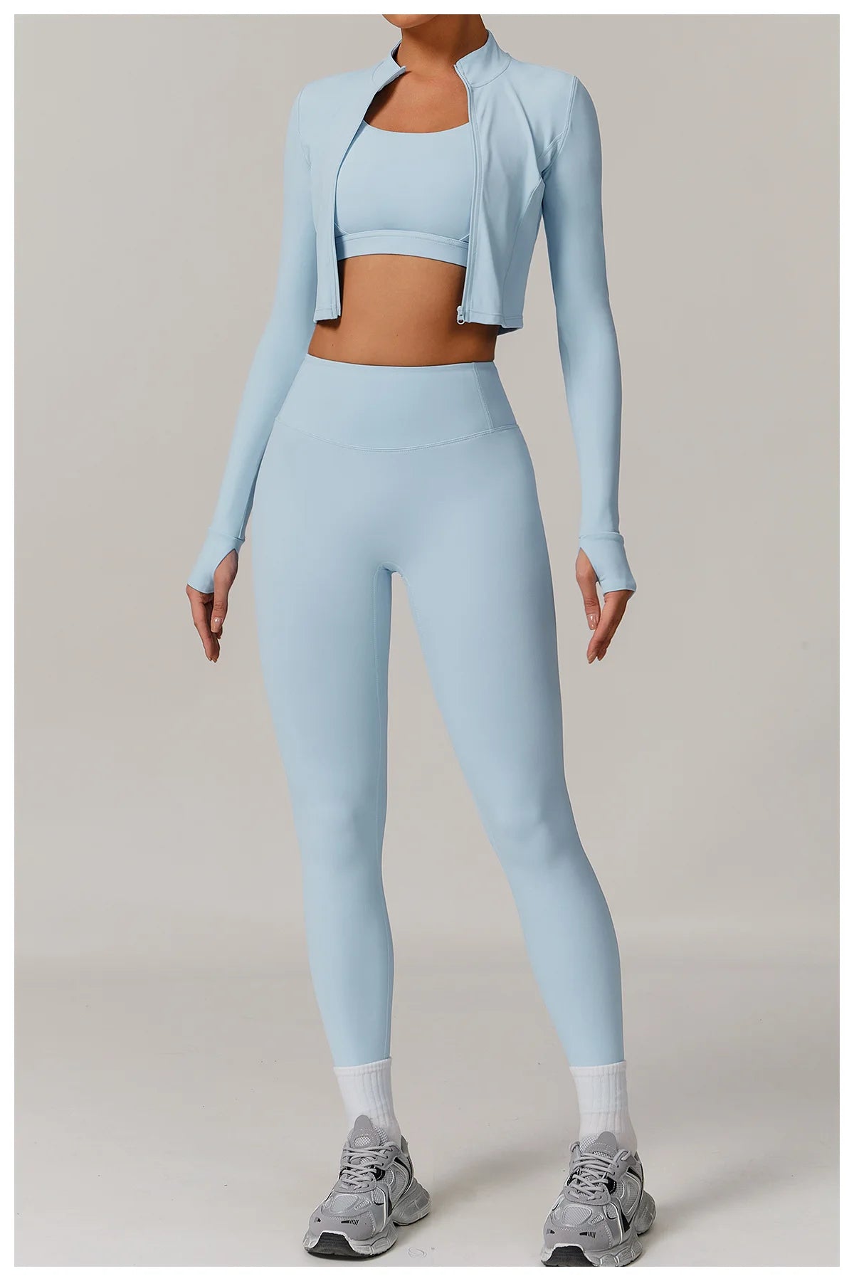 3 pçs conjunto de yoga roupas de ginásio 2 pçs roupas esportivas femininas ternos de yoga conjunto de fitness treino feminino jaqueta esportiva manga longa ginásio legging