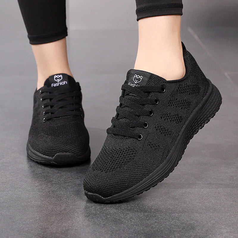 Mulheres sapatos esportivos moda plataforma tênis senhoras primavera verão apartamentos tênis de corrida para mulher sapatos casuais malha jogging tênis