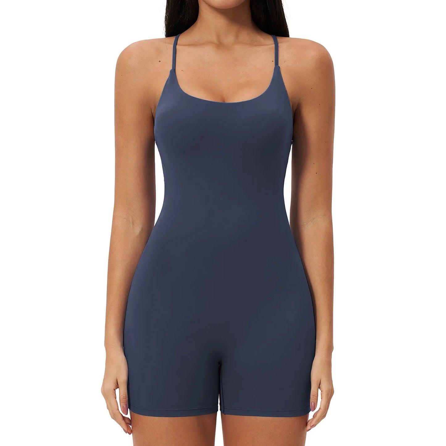 Macacão de Yoga Feminino com Alças Cruzadas nas Costas, Roupas de Treino para Mulheres, Bodysuits Esportivos de Uma Peça