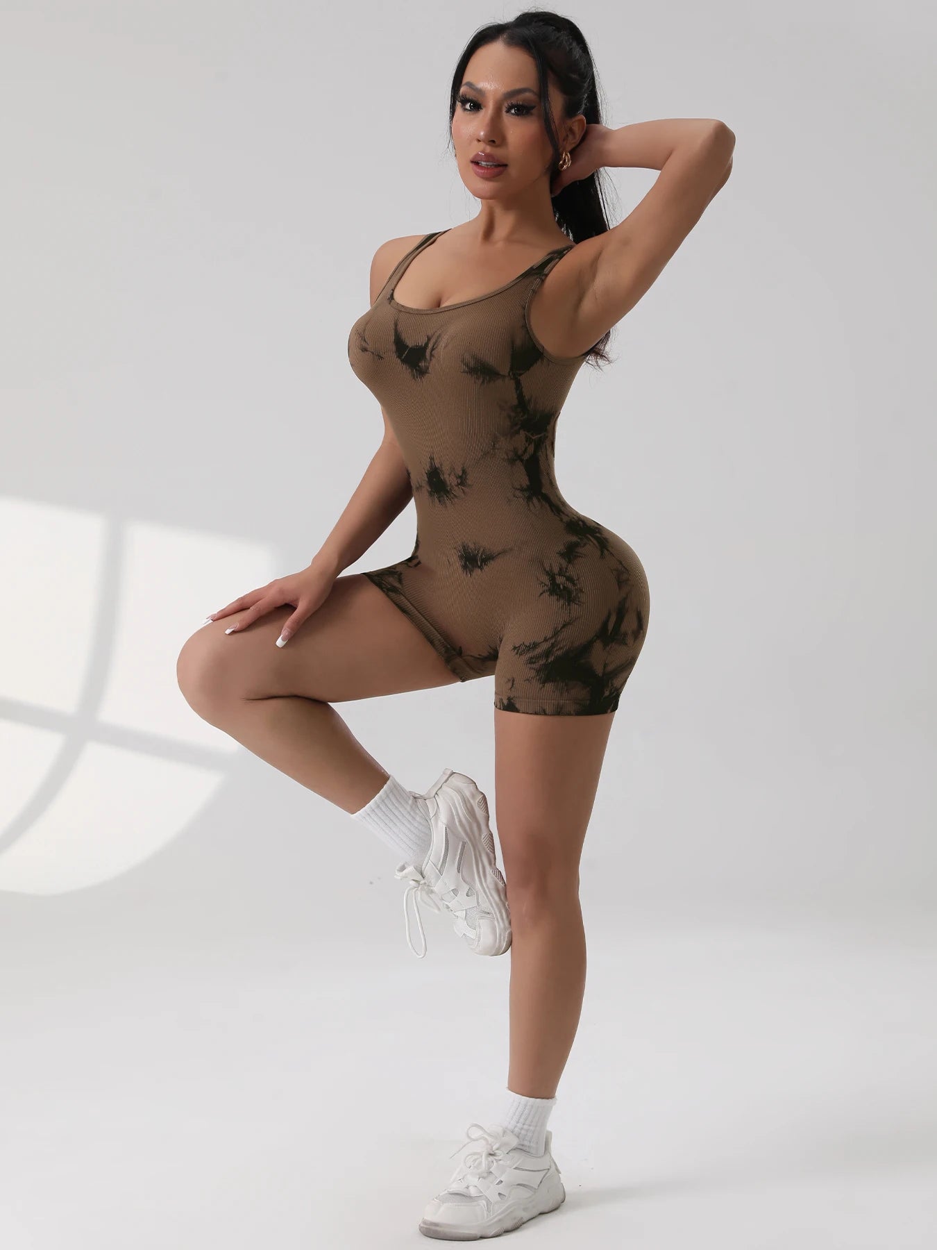 1 pçs gravata morrer linda volta yoga terno estiramento bunda-levantamento esportes macacão respirável rosqueado feminino bodysuit sem almofada