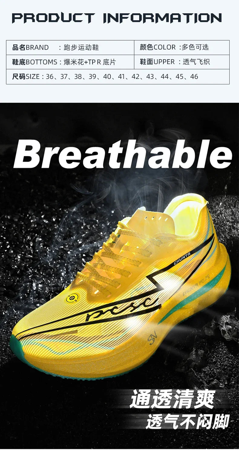 Tênis de Corrida com Placa de Carbono para Maratona, Especializado em Esportes, Respirável, Leve, Confortável para Mulheres, Sneakers Chunta