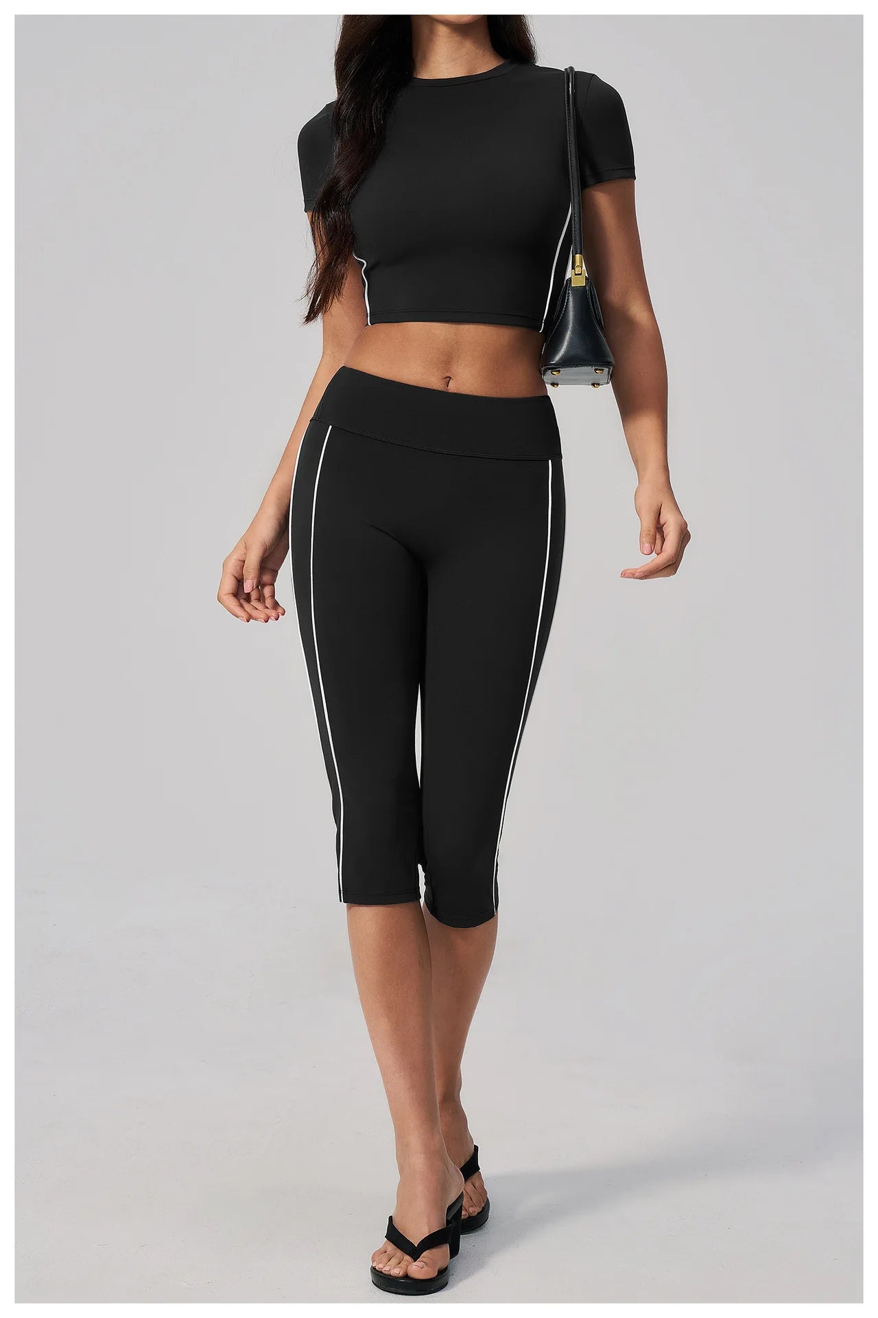 Conjunto de Roupas de Yoga Feminino 2 Peças, Roupa Esportiva para Corrida e Treino, Conjunto de Ginástica com Camiseta de Mangas Curtas, Vestuário Esportivo para Yoga