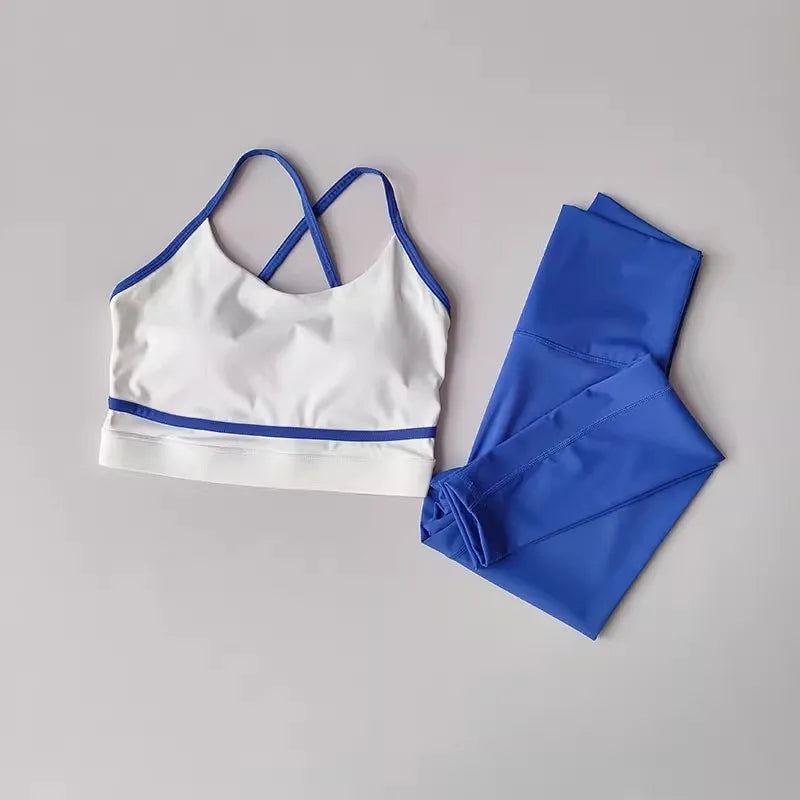 Conjunto de Yoga Feminino, Conjunto de Treino de 2 Peças, Leggings de Cintura Alta, Sutiã Esportivo, Roupa de Academia, Conjunto de Fitness