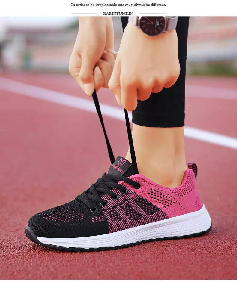 Mulheres sapatos esportivos moda plataforma tênis senhoras primavera verão apartamentos tênis de corrida para mulher sapatos casuais malha jogging tênis