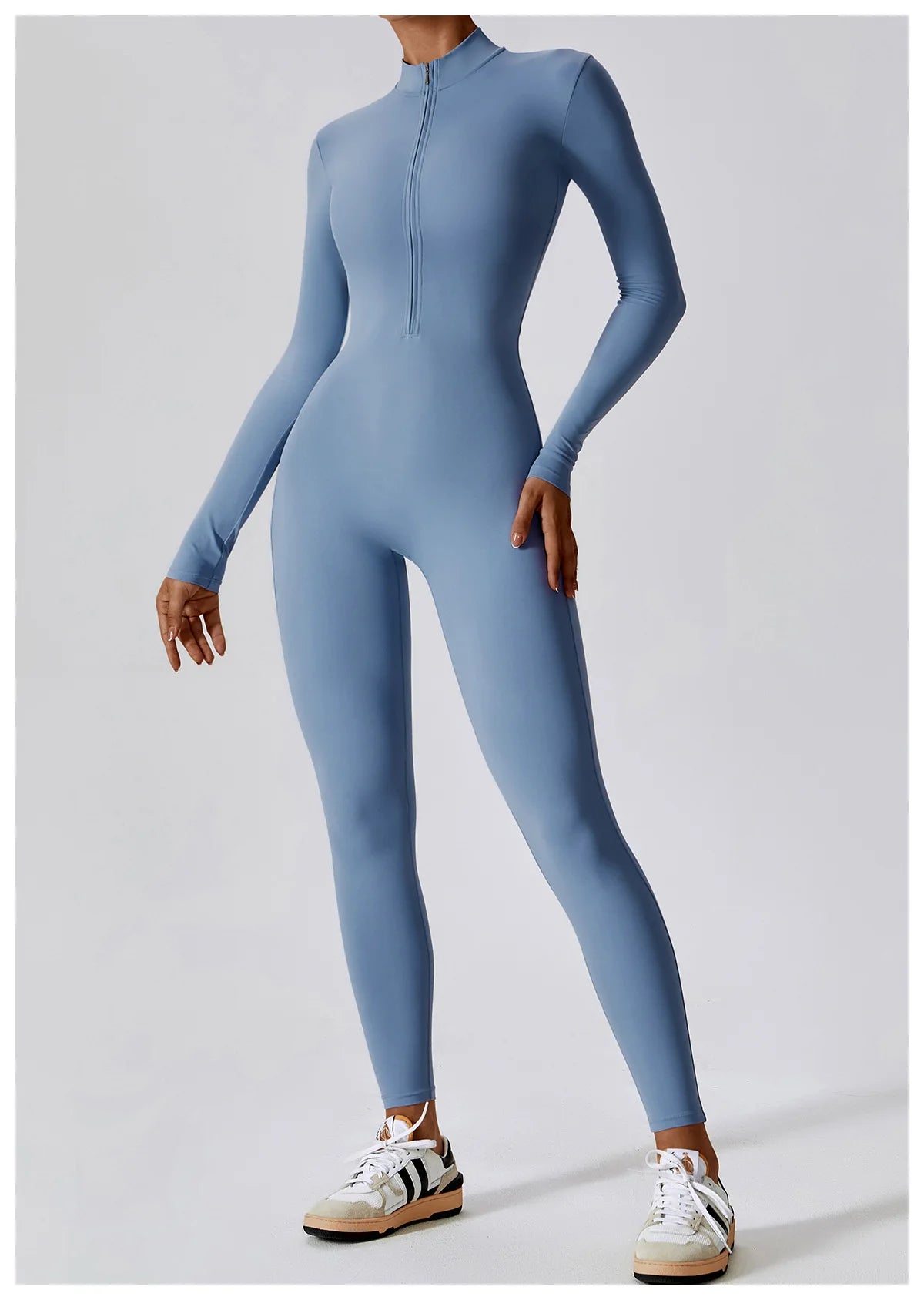 Yoga boilersuit manga comprida roupas esportivas femininas ginásio zíper macacões treino de alta intensidade fitness uma peça vestuário apertado da pele