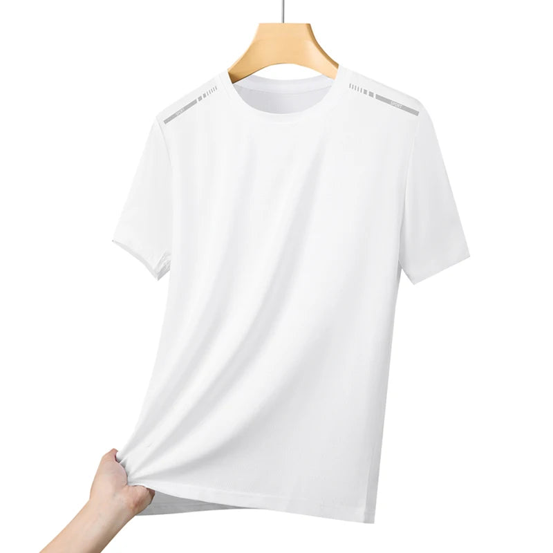Camiseta de Verão em Malha para Mulheres, Camiseta de Corrida ao Ar Livre com Faixa Refletiva, Manga Curta Respirável, Camiseta Esportiva Elástica para Fitness