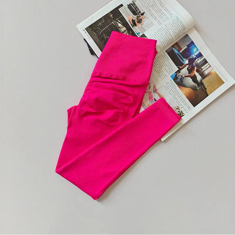 Calças Fitness Sem Costura para Mulheres, Cintura Alta, Justas, que Levantam o Bumbum, Calças Peach para Corrida, Exercício e Yoga, Leggings Justas Femininas