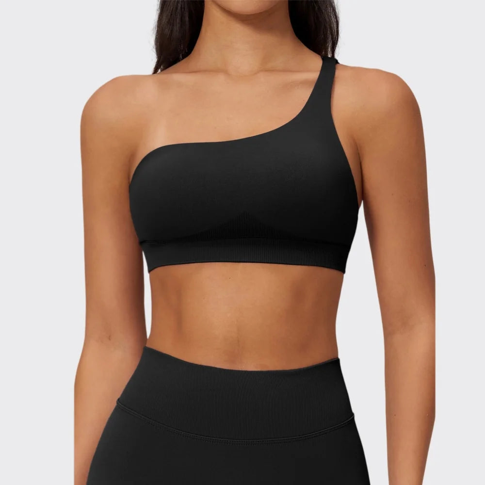 Sutiã Esportivo Sem Costura Feminino para Academia, Roupa Íntima Esportiva Feminina Respirável, Antichoque, com Alça Oblíqua, para Treino, Fitness e Yoga