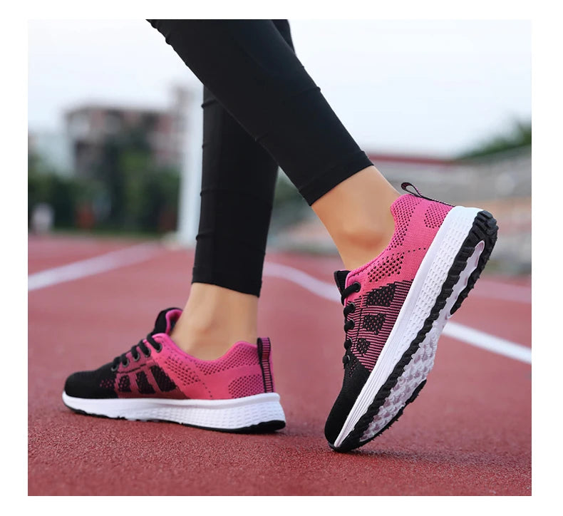 Mulheres sapatos esportivos moda plataforma tênis senhoras primavera verão apartamentos tênis de corrida para mulher sapatos casuais malha jogging tênis