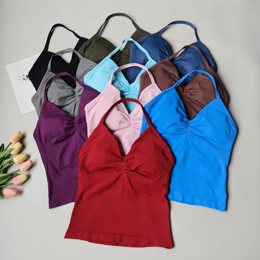 Sutiã Esportivo Sexy Feminino - Design Costas Abertas, Tecido Respirável e Elástico para Yoga - Roupa Ativa Elegante