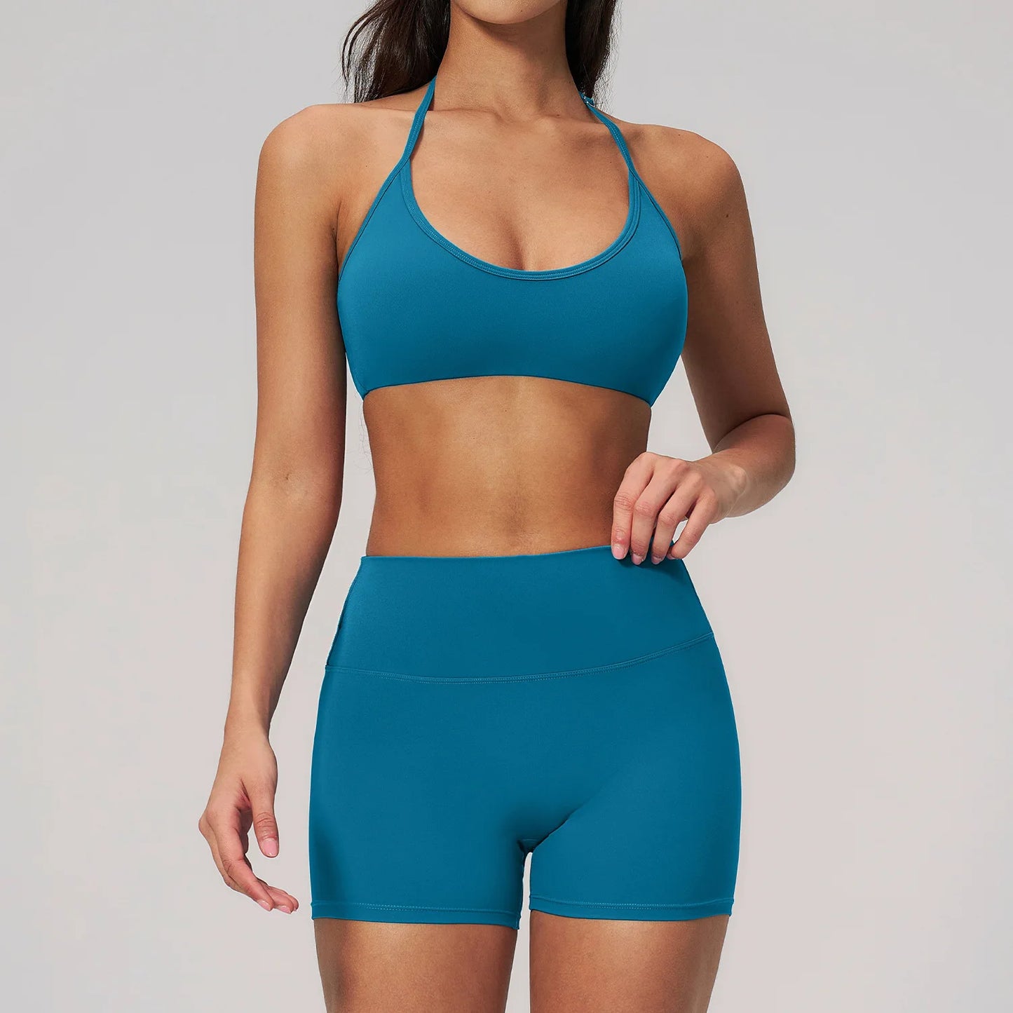 Conjunto de Yoga 2 Peças Feminino: Roupa Esportiva para Pilates, Fitness e Treino de Academia - Top Esportivo e Leggings