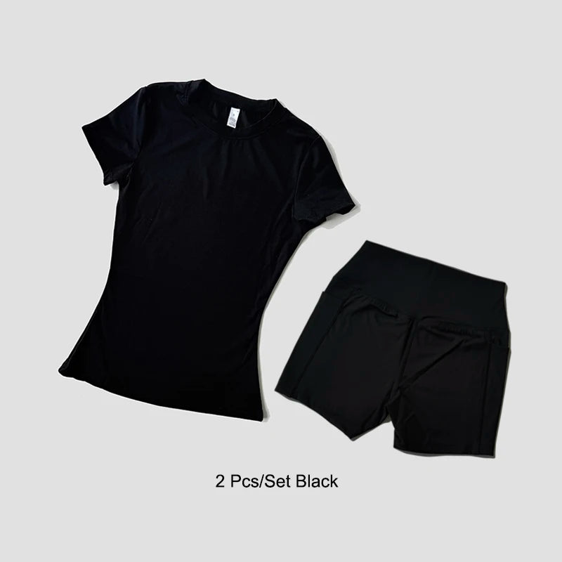 Wareball feminino conjunto de yoga ginásio roupas esportivas esporte superior altura cintura shorts terno treino fitness levantamento bunda curto terno apertado