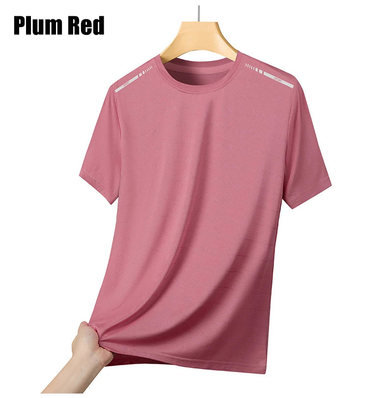 Camiseta de Verão em Malha para Mulheres, Camiseta de Corrida ao Ar Livre com Faixa Refletiva, Manga Curta Respirável, Camiseta Esportiva Elástica para Fitness