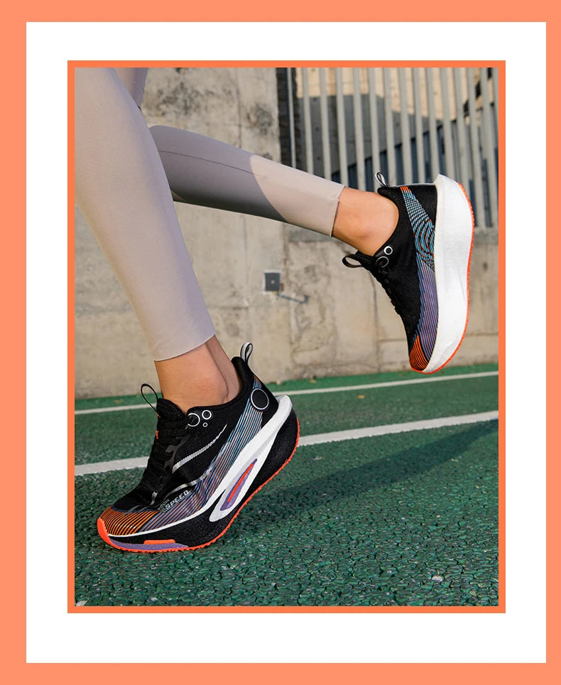Tênis de corrida com placa de carbono para homens e mulheres, profissional para maratona, respirável, leve, para treino e corrida de rua.
