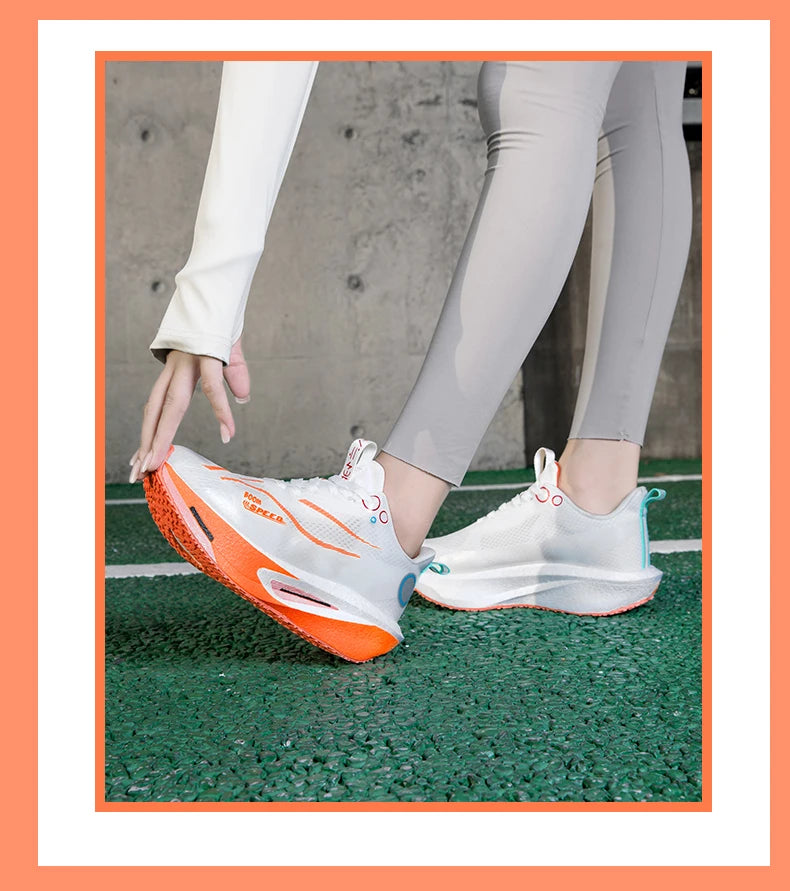 Tênis de corrida com placa de carbono para homens e mulheres, profissional para maratona, respirável, leve, para treino e corrida de rua.