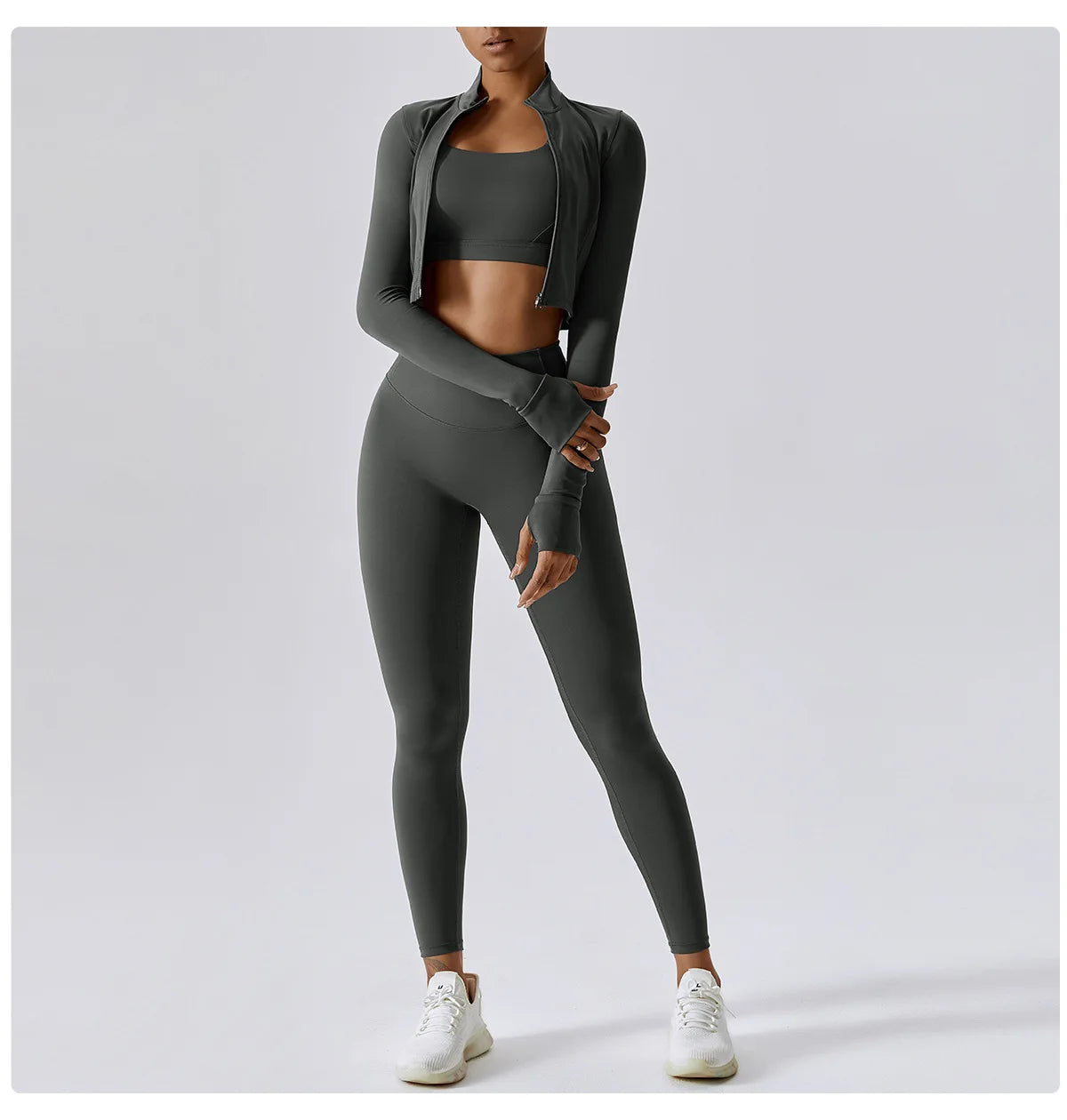 3 pçs conjunto de yoga roupas de ginásio 2 pçs roupas esportivas femininas ternos de yoga conjunto de fitness treino feminino jaqueta esportiva manga longa ginásio legging