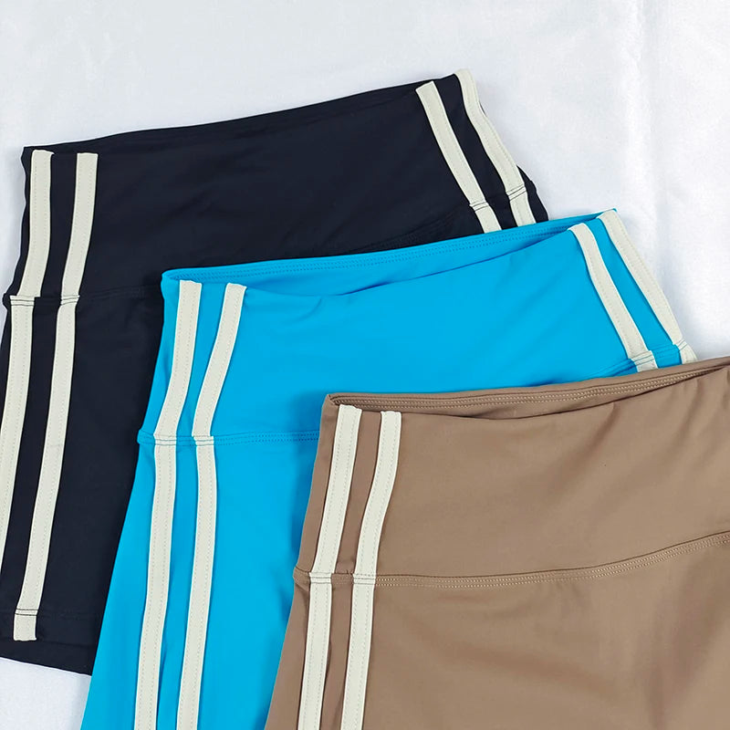 Shorts femininos de ioga slim fit de cintura alta – bloco de cores, levantamento de bumbum, respiráveis e de secagem rápida para corrida, treinamento e fitness
