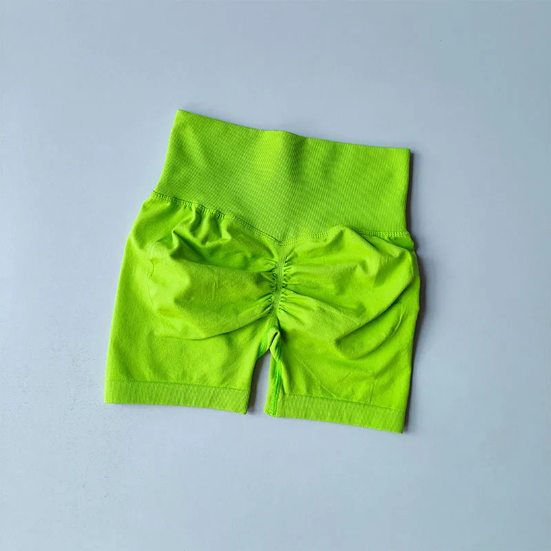 Pêssego hip levantamento esportes shorts feminino cintura alta e aperto de cintura emagrecimento correndo hip velocidade secagem três pontos calças apertadas