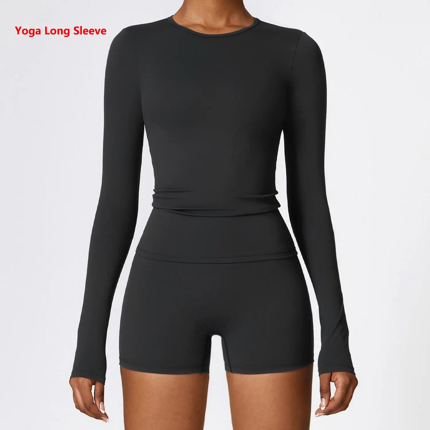 Manga comprida Yoga T-shirts para as Mulheres, Sólidos Top Sports, Ginásio Workout, Running Camisas, Sexy Exposto Umbigo, Quick Dry Fitness Wear