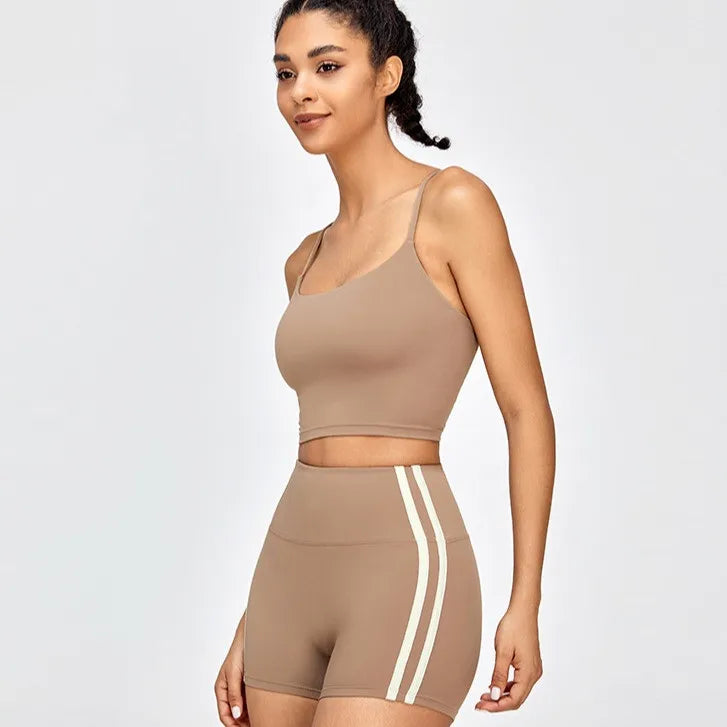 Shorts femininos de ioga slim fit de cintura alta – bloco de cores, levantamento de bumbum, respiráveis e de secagem rápida para corrida, treinamento e fitness