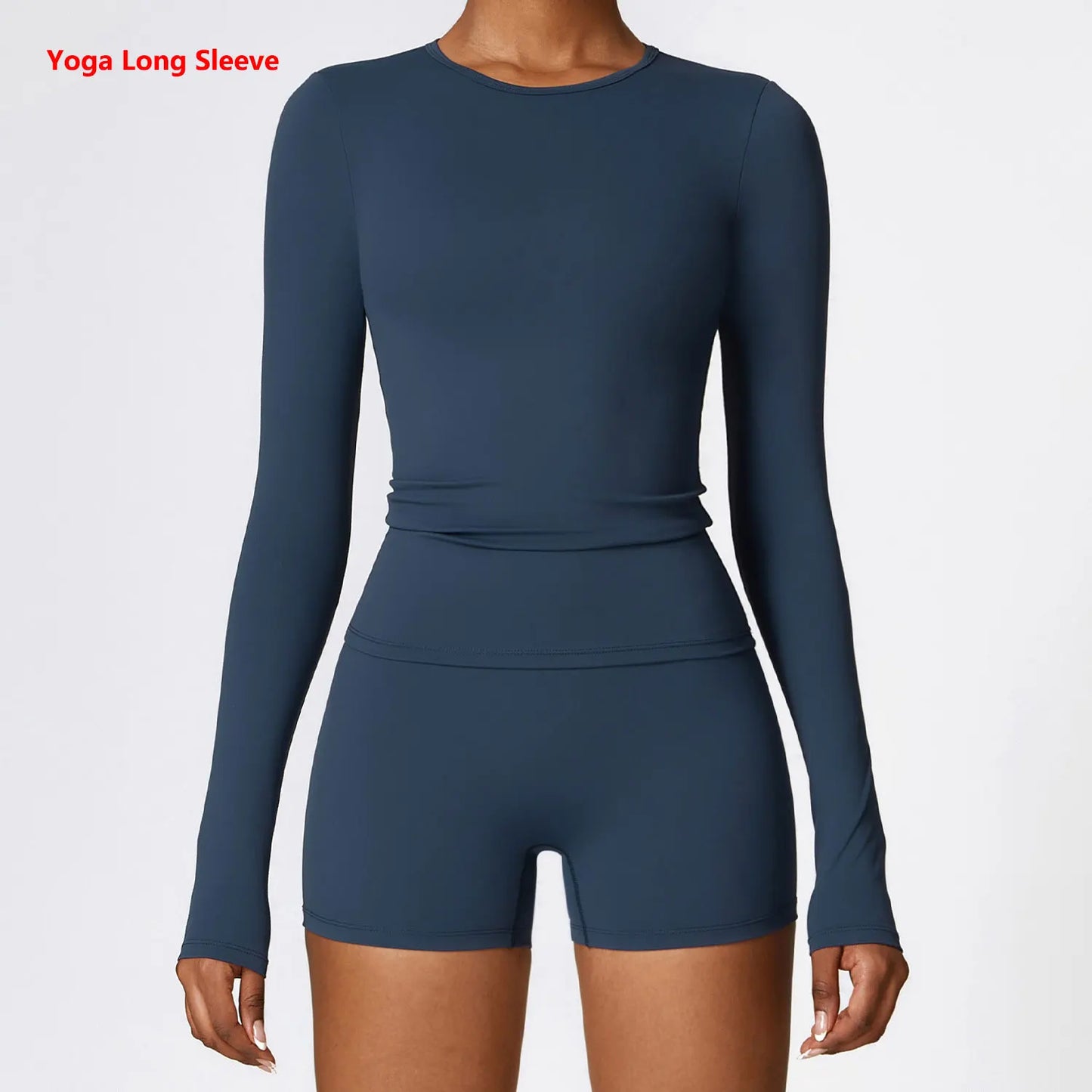 Manga comprida Yoga T-shirts para as Mulheres, Sólidos Top Sports, Ginásio Workout, Running Camisas, Sexy Exposto Umbigo, Quick Dry Fitness Wear