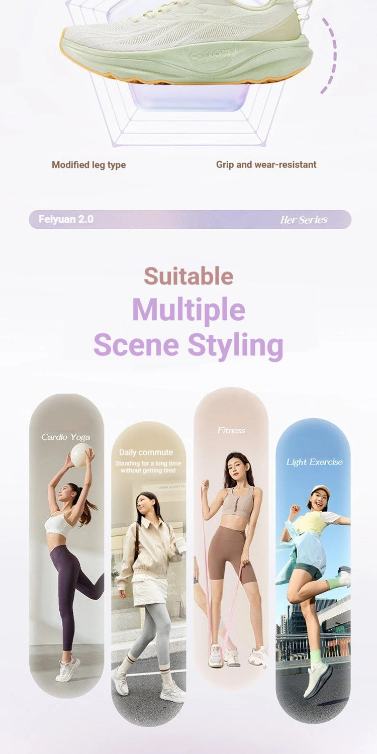 Tênis feminino 361 graus feiyuan 2.0, respirável, absorvente de choque, confortável, para corrida, exercício aeróbico, 682612220