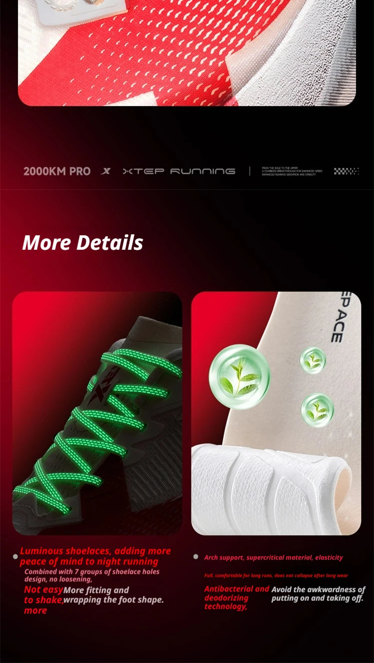 Tênis de Corrida XTEP 2000km PRO para Homens, Primavera 2026, Macio, Durável, Estável, Confortável, Leve, Tênis Esportivo Masculino 874219110026