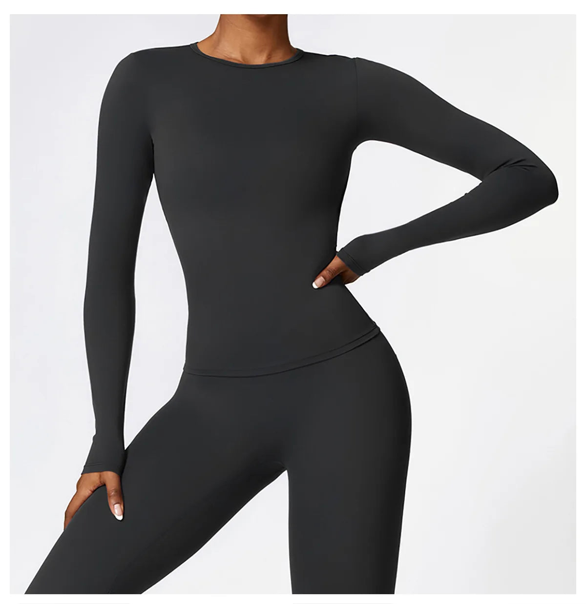 Manga comprida Yoga T-shirts para as Mulheres, Sólidos Top Sports, Ginásio Workout, Running Camisas, Sexy Exposto Umbigo, Quick Dry Fitness Wear