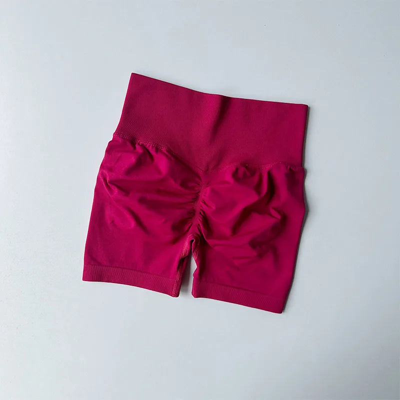 Pêssego hip levantamento esportes shorts feminino cintura alta e aperto de cintura emagrecimento correndo hip velocidade secagem três pontos calças apertadas
