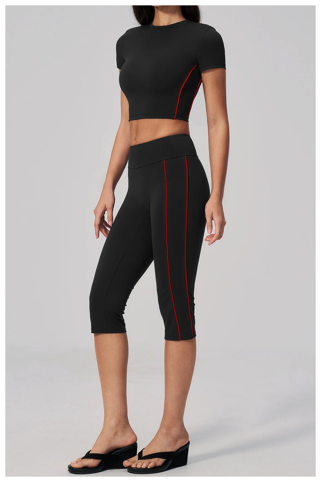 Conjunto de Roupas de Yoga Feminino 2 Peças, Roupa Esportiva para Corrida e Treino, Conjunto de Ginástica com Camiseta de Mangas Curtas, Vestuário Esportivo para Yoga
