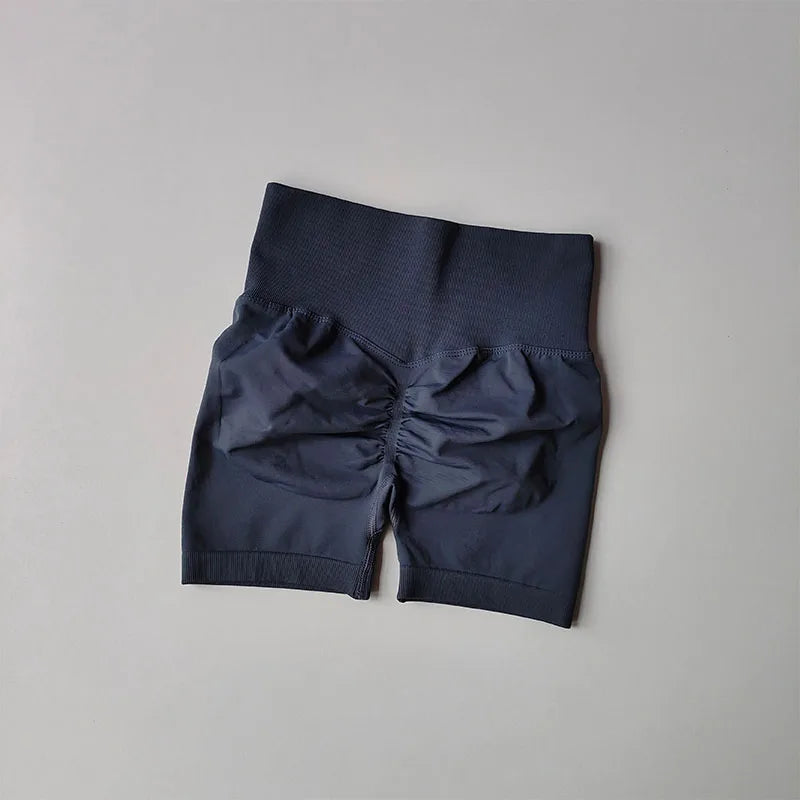 Pêssego hip levantamento esportes shorts feminino cintura alta e aperto de cintura emagrecimento correndo hip velocidade secagem três pontos calças apertadas
