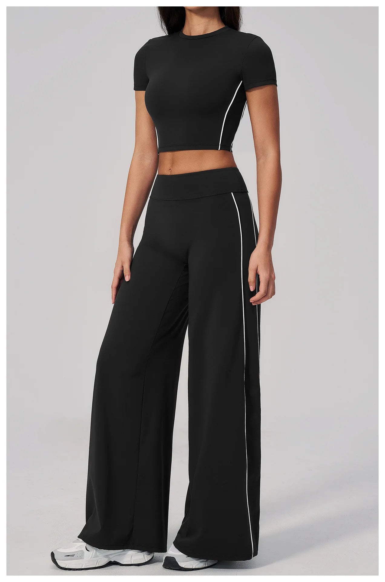 Conjunto de Roupas de Yoga Feminino 2 Peças, Roupa Esportiva para Corrida e Treino, Conjunto de Ginástica com Camiseta de Mangas Curtas, Vestuário Esportivo para Yoga