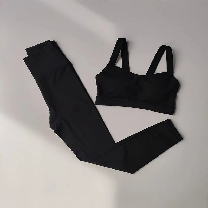Mulheres 2 pçs sem costura conjunto de yoga treino roupas esportivas ginásio fitness esportes push up sutiã conjunto cintura alta leggings ternos esportivos