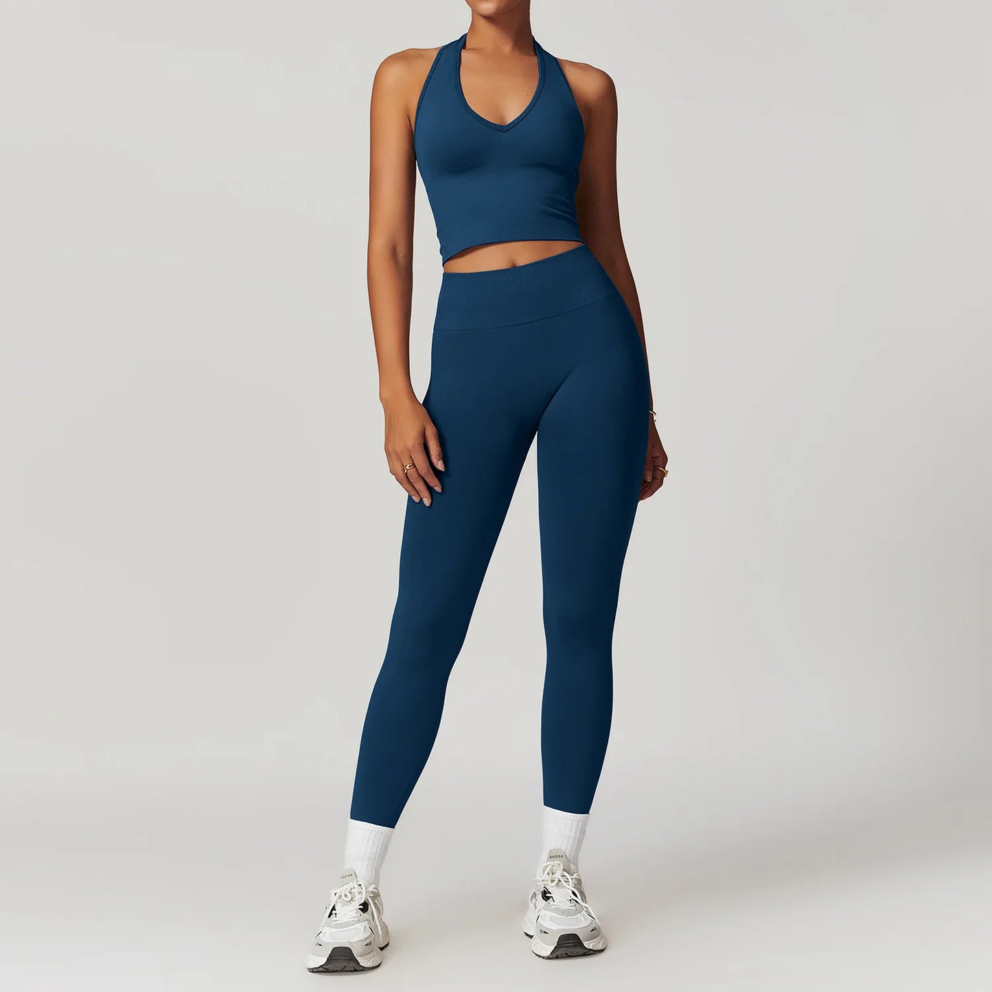 Conjunto de ginástica sem costura roupas de treino 2/3 pçs conjunto de yoga feminino leggings de fitness sutiã esportivo atlético manga longa terno de yoga