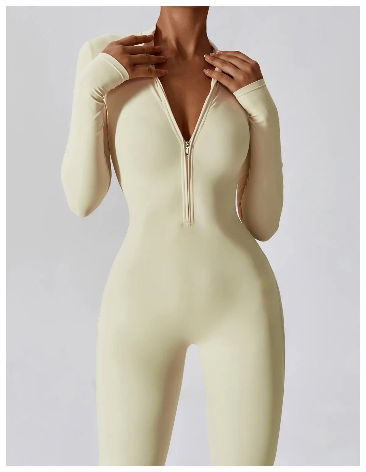 Yoga boilersuit manga comprida roupas esportivas femininas ginásio zíper macacões treino de alta intensidade fitness uma peça vestuário apertado da pele