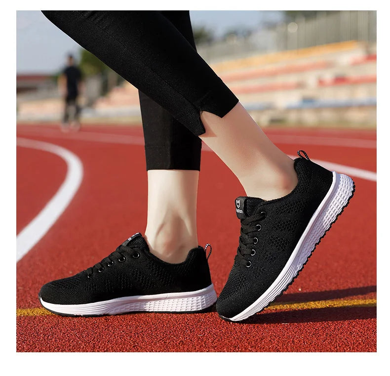 Mulheres sapatos esportivos moda plataforma tênis senhoras primavera verão apartamentos tênis de corrida para mulher sapatos casuais malha jogging tênis