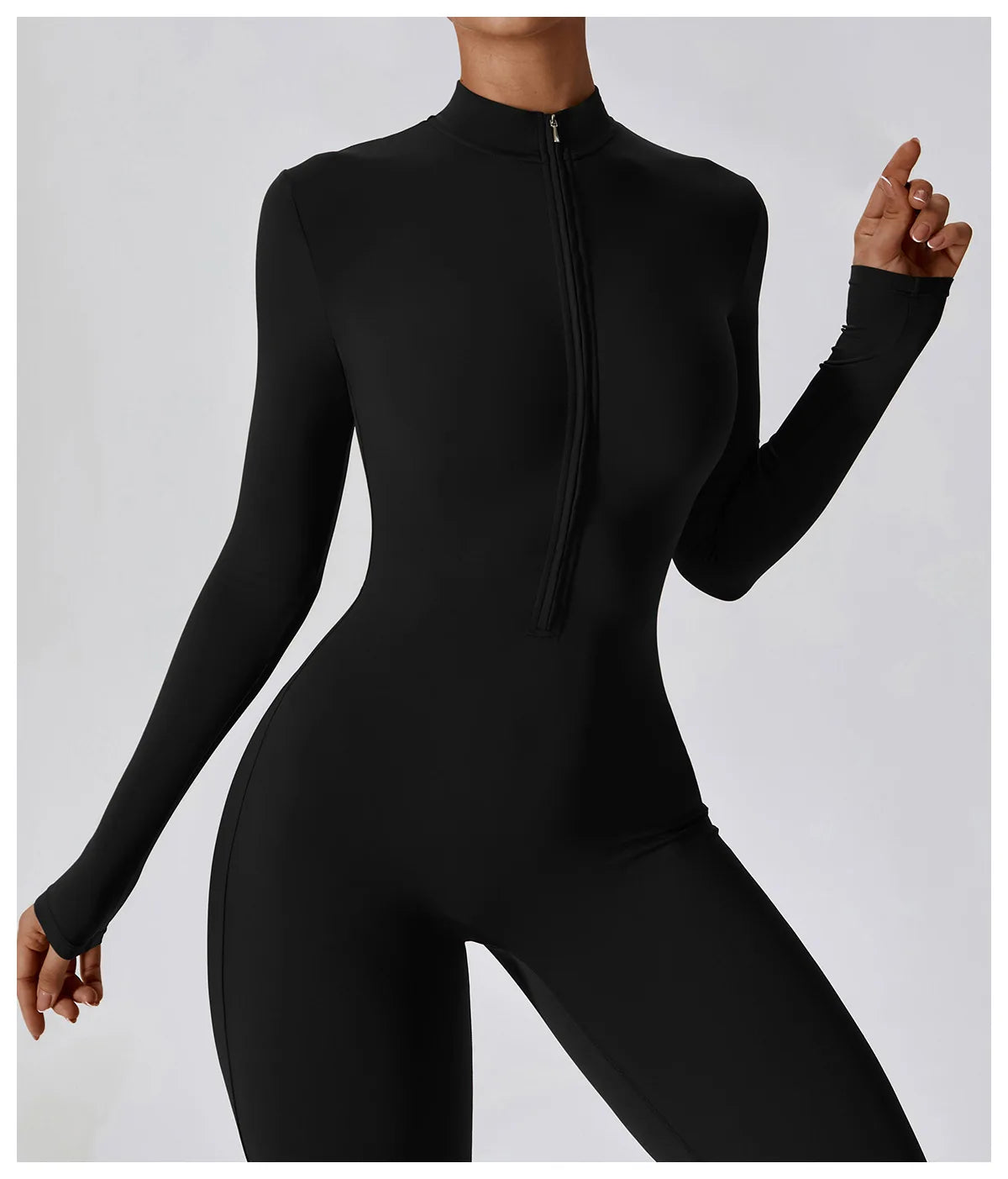 Yoga boilersuit manga comprida roupas esportivas femininas ginásio zíper macacões treino de alta intensidade fitness uma peça vestuário apertado da pele