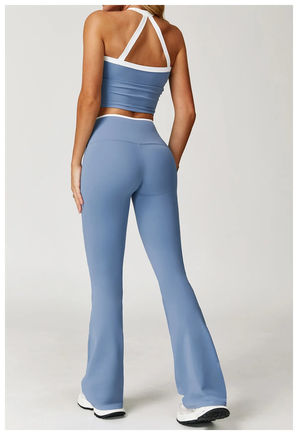 Roupas femininas 2 peças treino conjunto de yoga roupas esportivas ginásio cintura alta bell-bottoms sexy fitness bta terno esportivo