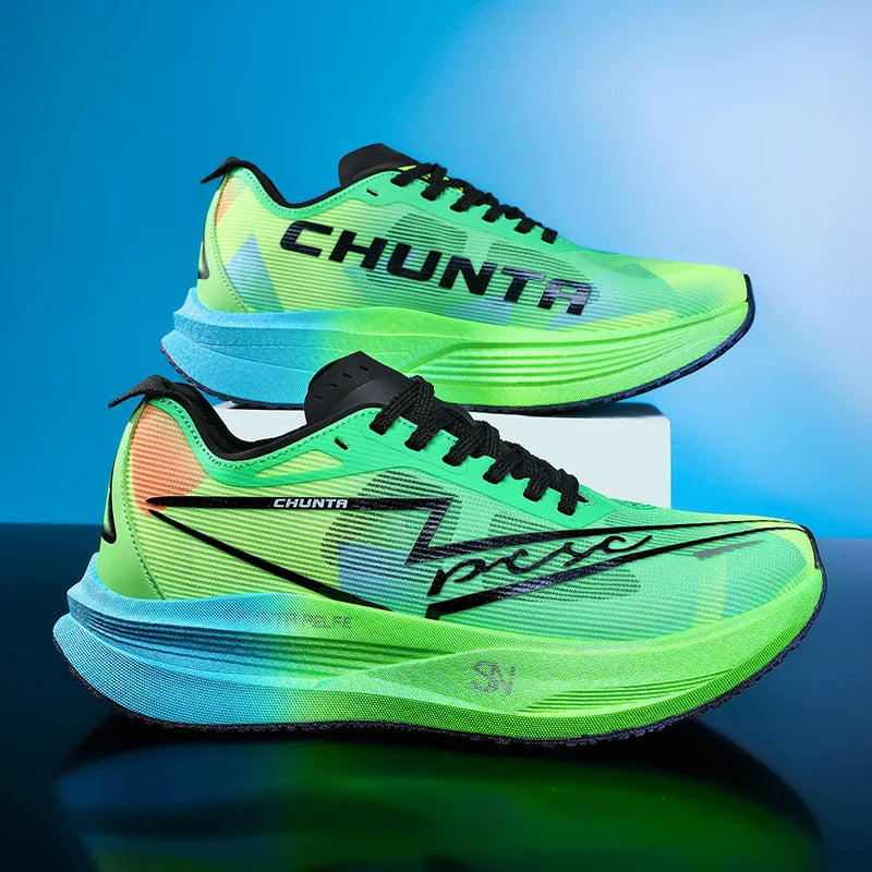 Tênis de Corrida com Placa de Carbono para Maratona, Especializado em Esportes, Respirável, Leve, Confortável para Mulheres, Sneakers Chunta