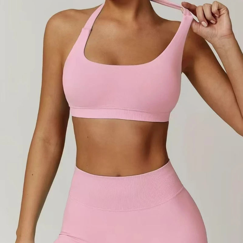 Conjunto de Yoga Feminino com Top Halter e Shorts de Cintura Alta, Ajuste Justo e Versátil para Fitness e Esportes