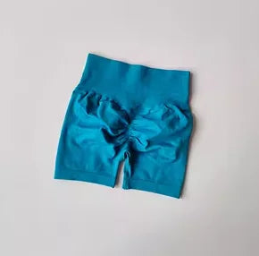 Pêssego hip levantamento esportes shorts feminino cintura alta e aperto de cintura emagrecimento correndo hip velocidade secagem três pontos calças apertadas