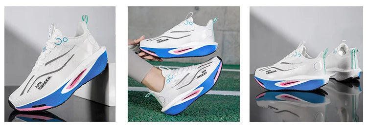 Tênis de corrida com placa de carbono para homens e mulheres, profissional para maratona, respirável, leve, para treino e corrida de rua.