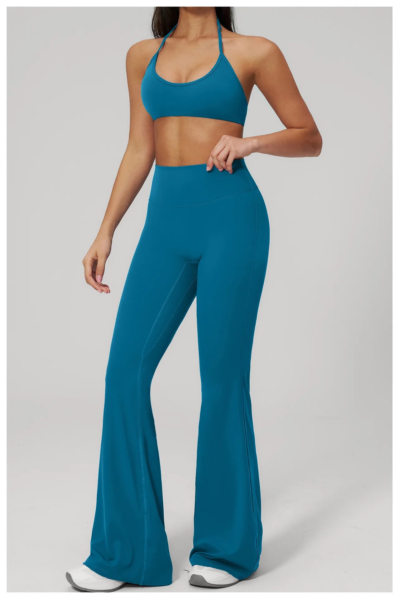 Conjunto de Yoga 2 Peças Feminino: Roupa Esportiva para Pilates, Fitness e Treino de Academia - Top Esportivo e Leggings