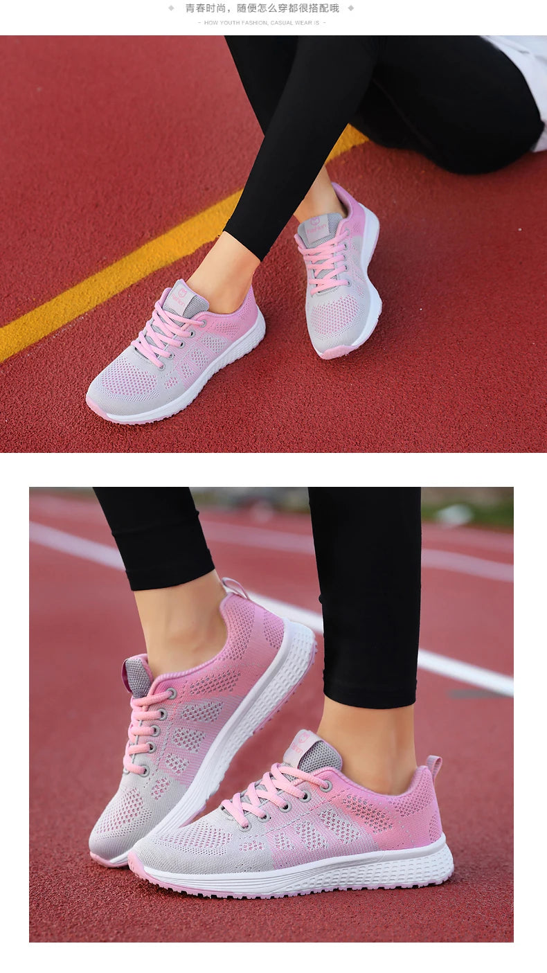 Mulheres sapatos esportivos moda plataforma tênis senhoras primavera verão apartamentos tênis de corrida para mulher sapatos casuais malha jogging tênis