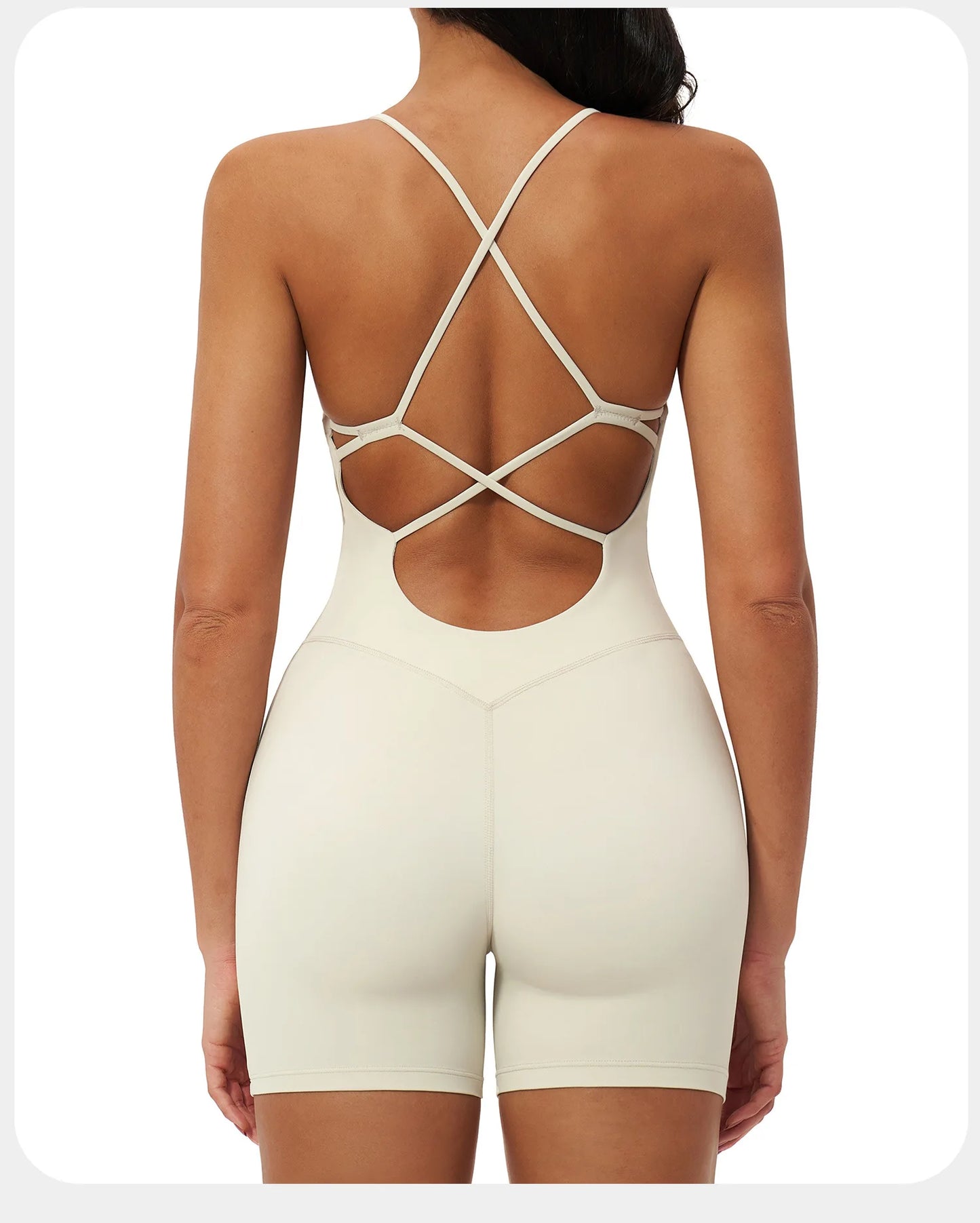 Macacão de Yoga Feminino com Alças Cruzadas nas Costas, Roupas de Treino para Mulheres, Bodysuits Esportivos de Uma Peça